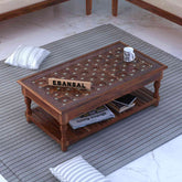 Maharana Solid Sheesham Wood Coffee Table (Design 3, Natural Finish)